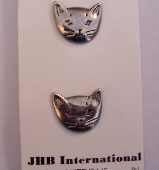 Pair of silver cat buttons MOC