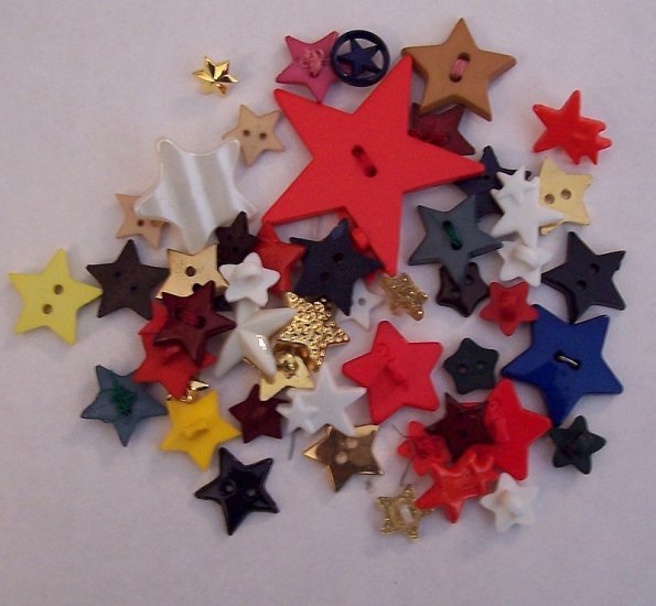 large lot of assorted star buttons for crafting