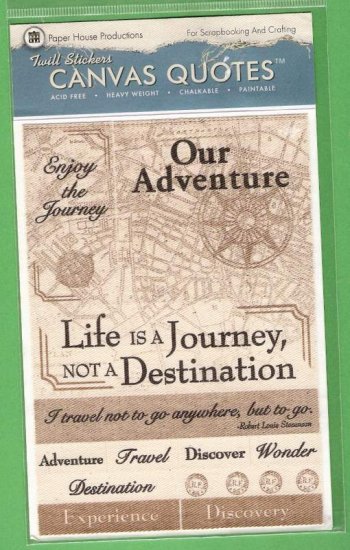 Printed canvas travel theme stickers to paint, color, fray Paper House