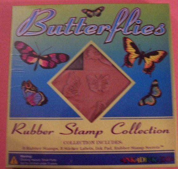 Mounted rubber stamps butterfly collection MIB Inkadinkadoo
