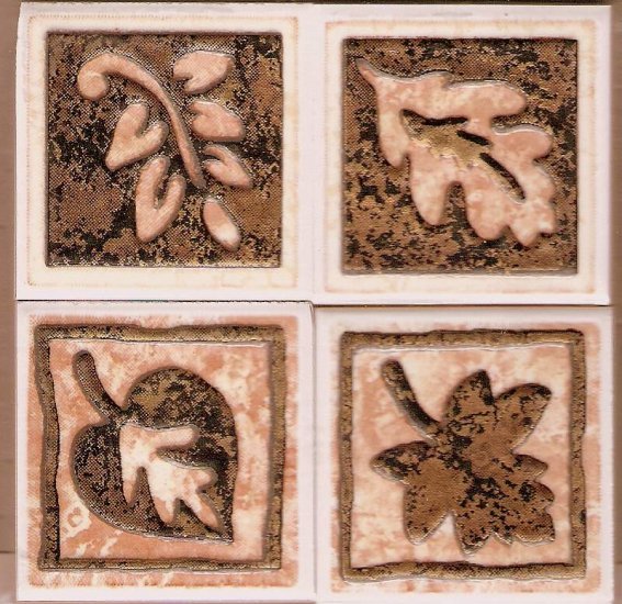 4 Mexican tiles in autumn leaf theme MIP
