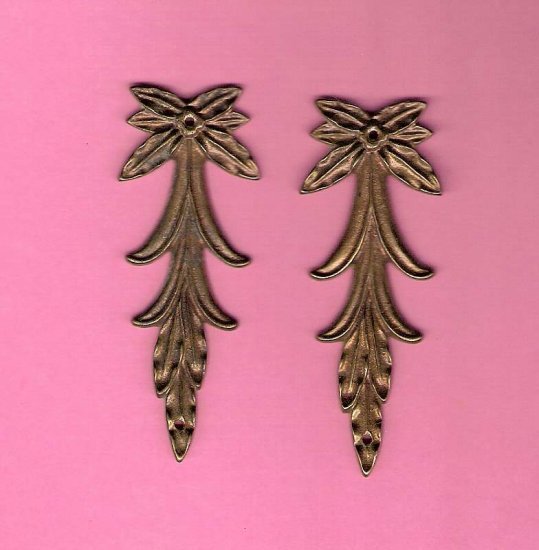 Pair antique brass swags embellishments for crafting