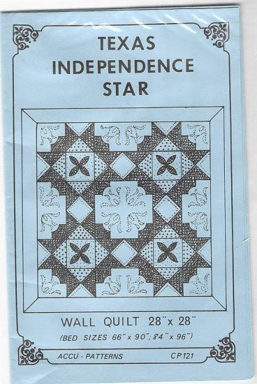 Texas Independence Star quilt pattern 3 sizes MIP 1983