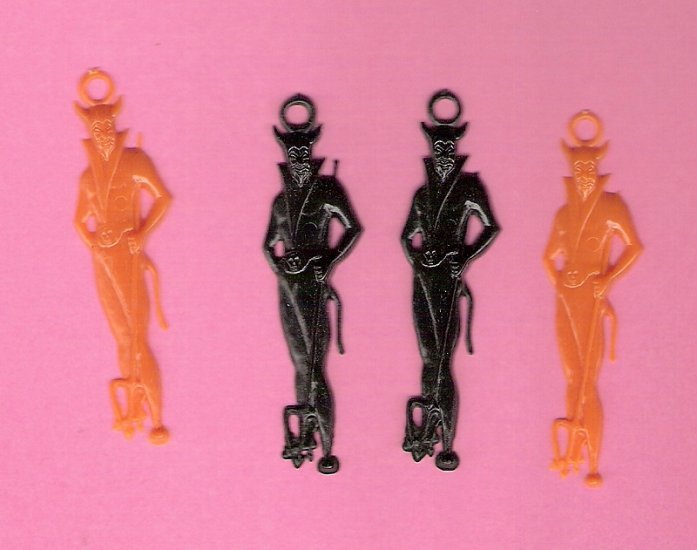 1950s plastic devils charms for altered art holidays crafts
