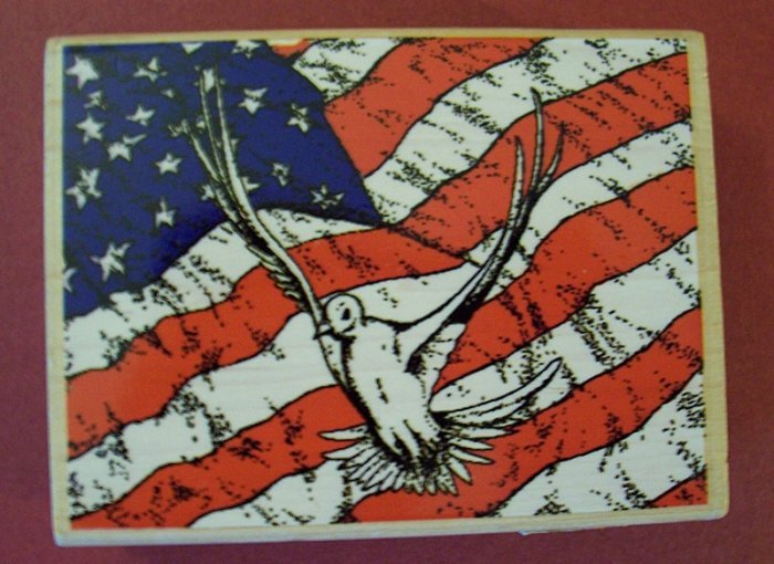 Dove on Flag of Peace mounted rubber stamp Stampabilities