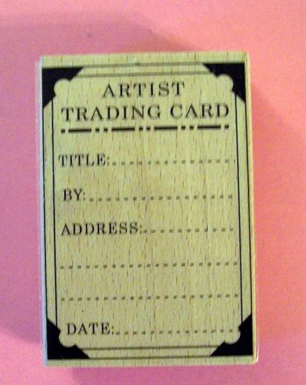 Artist Trading Card label mounted rubber stamp