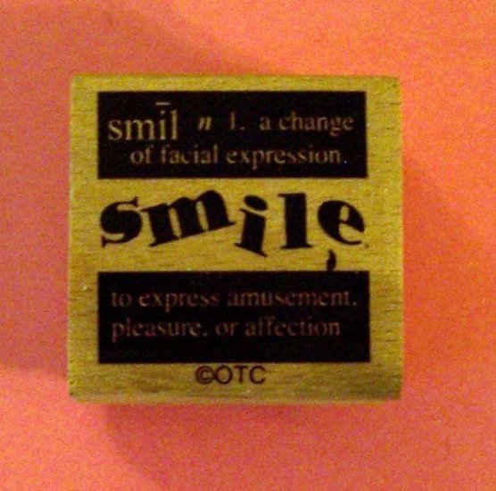 Mounted rubber stamp SMILE definition vintage style