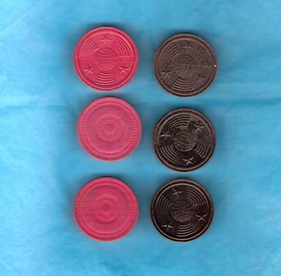 Lot of 6 1940s Comet Checkers for crafting projects