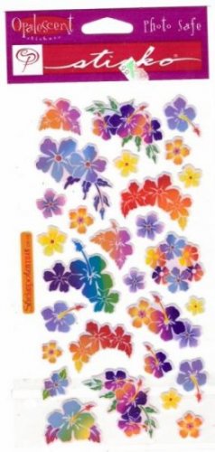 Opalescent Hibiscus stickers for scrapbook greeting card altered art crafts