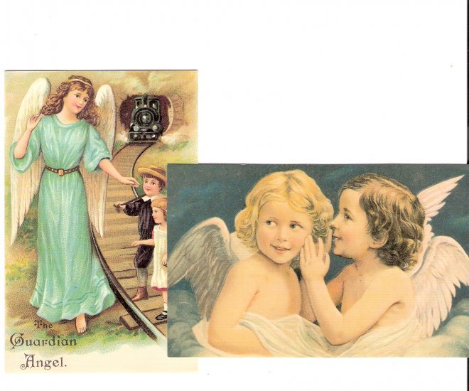 2 angels postcards for scrapbook altered art framing