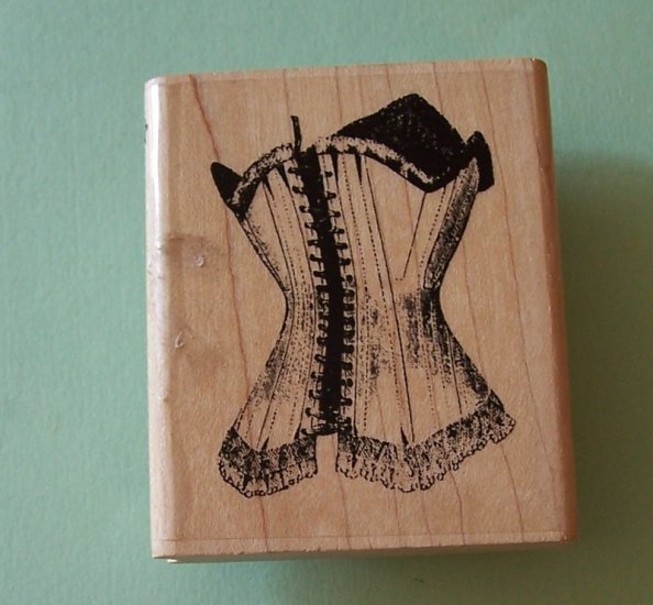 Hampton Stamps mounted rubber stamp vintage corset