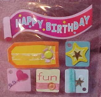 3D embellished birthday stickers for scrapbook greeting card altered art crafts