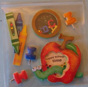 School apple theme shakers stickers for scrapbook greeting card altered art crafts