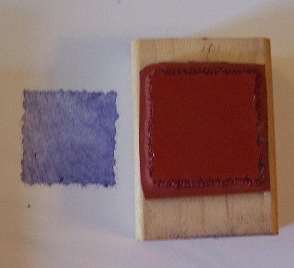 Mounted rubber stamp square patch