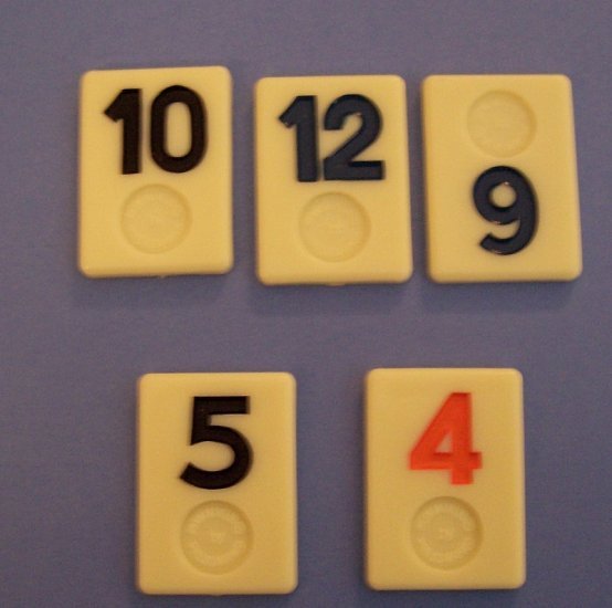 Lot of 5 rummikub plastic tiles for crafts