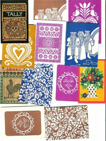 12 vintage Bridge tally cards all art trading card size