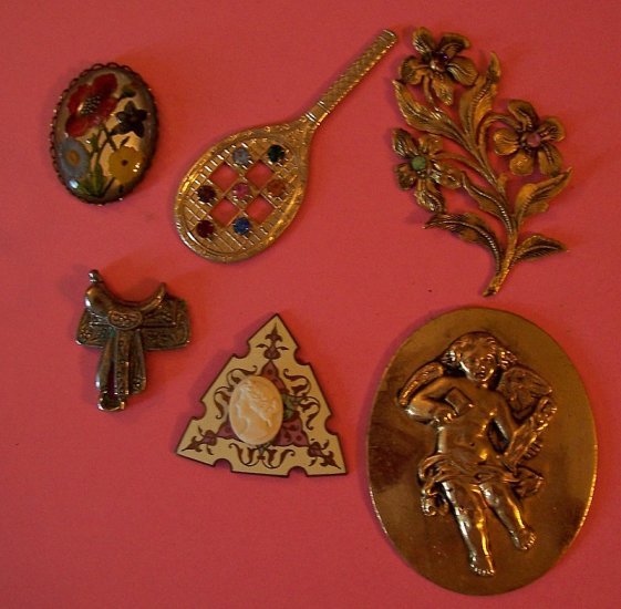 Lot 3 antique jewelry pieces and metal stampings for altered art assemblage and crafts