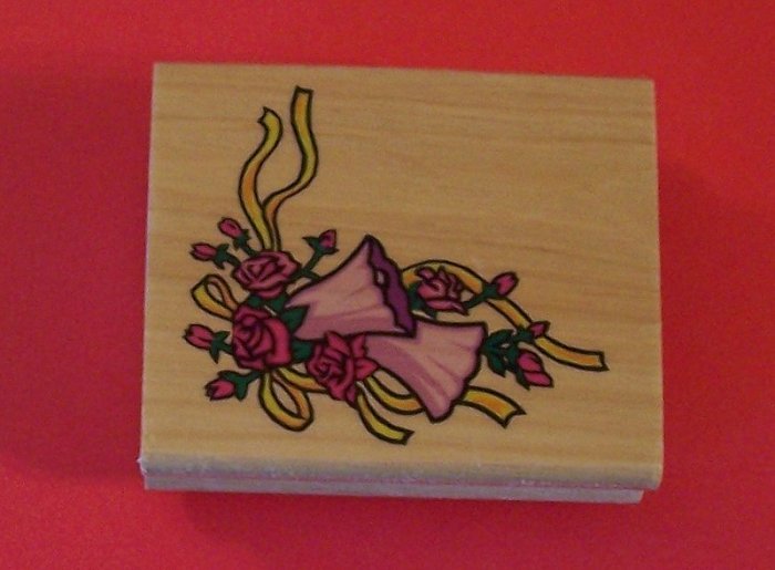 Mounted rubber stamp floral corner design of roses