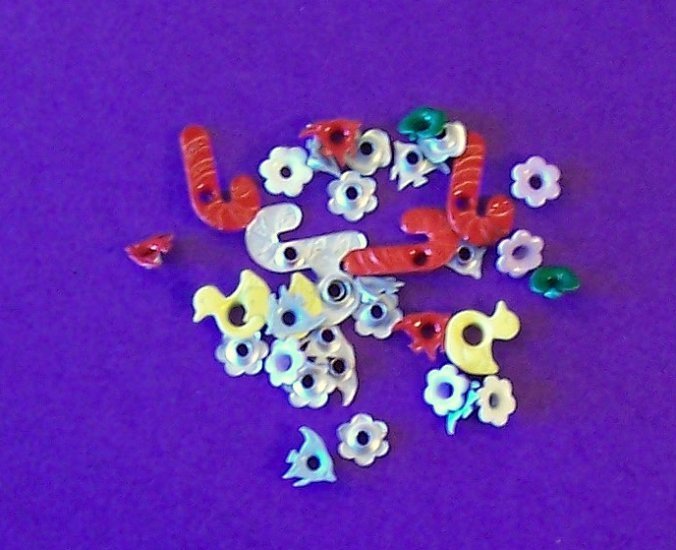 Lot of 3 dozen novelty eyelets for scrapbooks cards-several designs