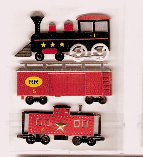 3 Dimensional Train and caboose stickers for scrapbooks cards crafts