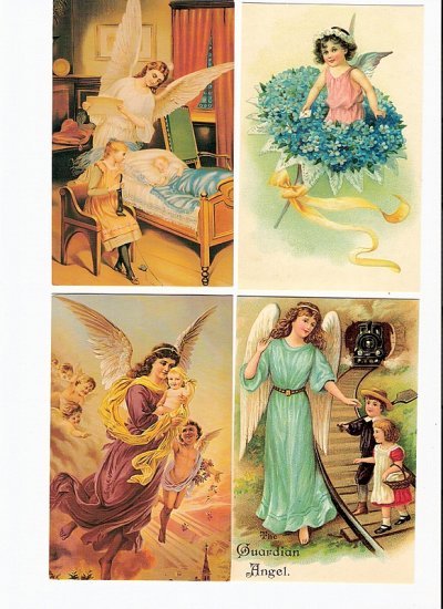 4 Angel reproduction postcards lot 1