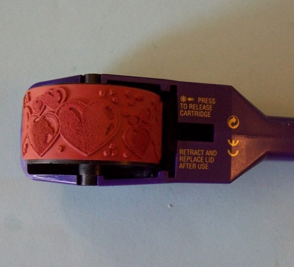 Rollagraph handle and hearts roller stamp