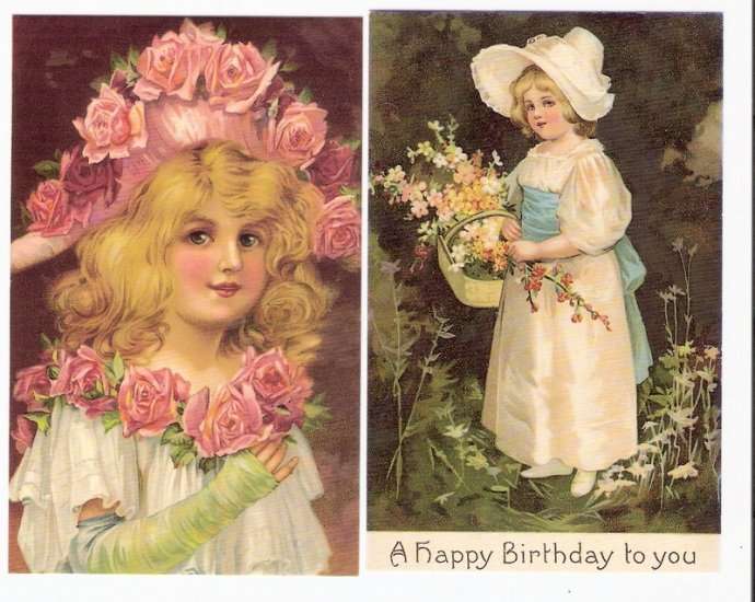 Reproduction postcards Victorian children girls for crafts
