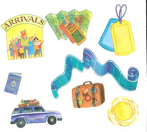 Lot of travel theme vellum diecuts
