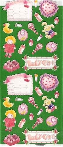 It's a Girl pink glitter stickers