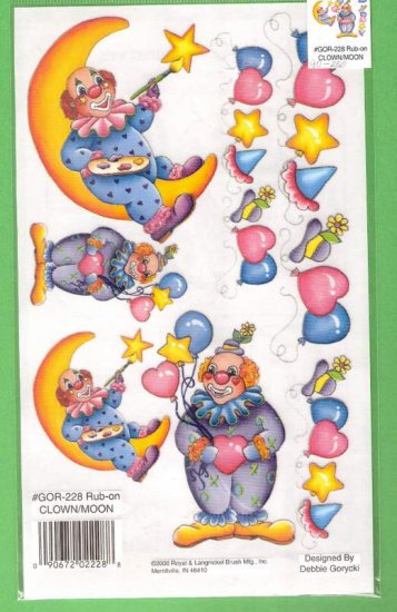Clown theme rub ons for crafts scrapbooks and more