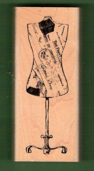 Antique dressmaker mannekin mounted rubber stamp Inkadinkadoo