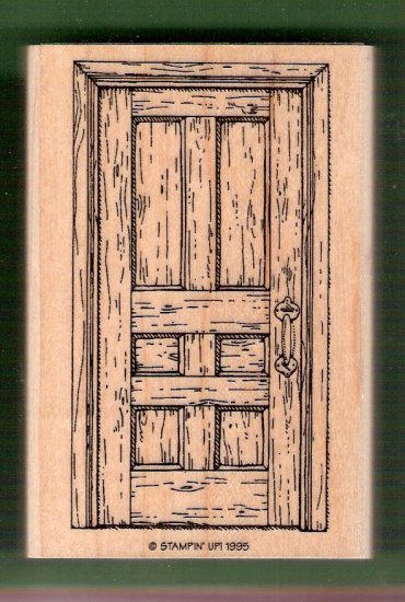 Wooden front door mounted rubber stamp Stampin Up