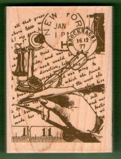 Correspondence collage mounted rubber stamp Hampton Stamps