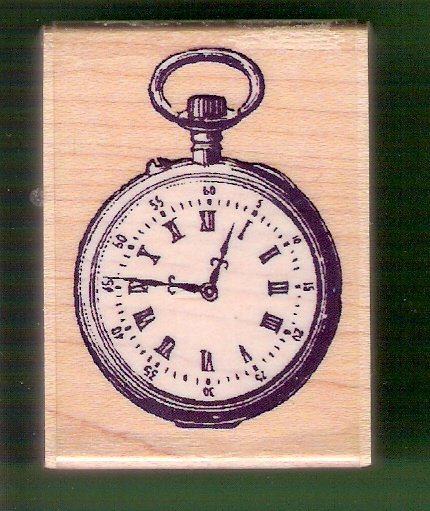 Vintage pocket watch mounted rubber stamp Rubber Stampede