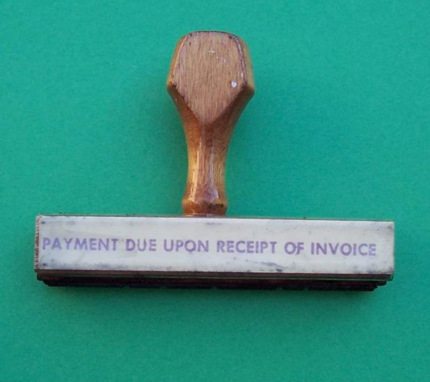 Antique payment due handled rubber stamp