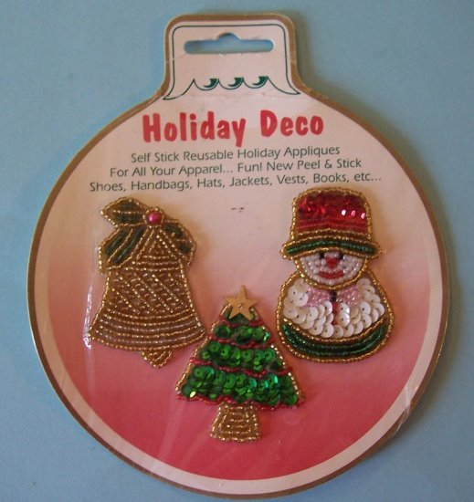 Vintage sequin and bead Christmas appliques MIp