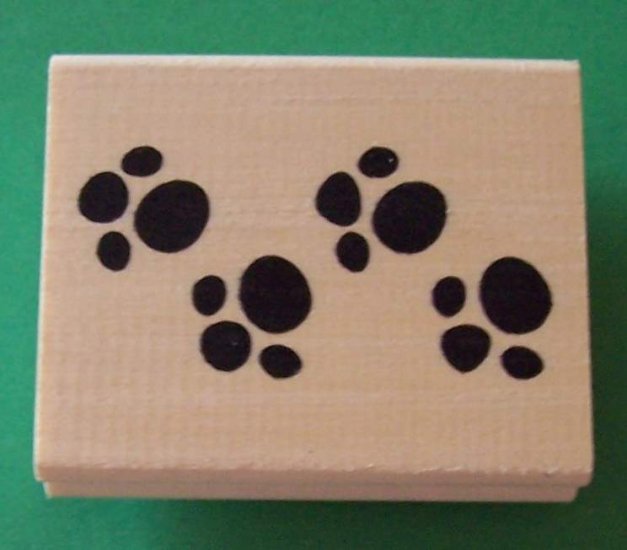 Large puppy paw prints mounted rubber stamp