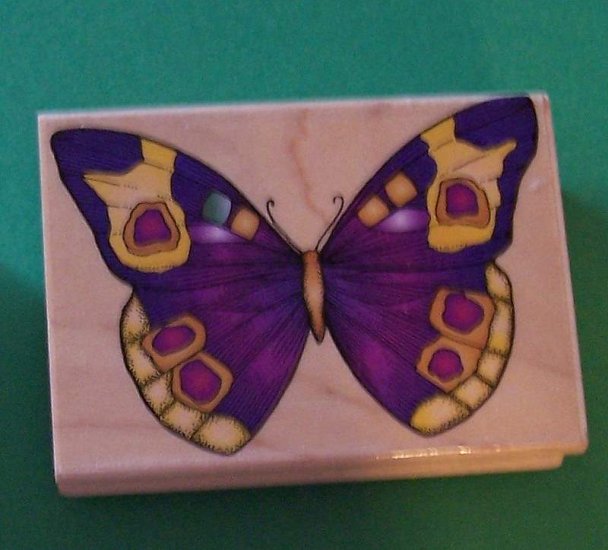 Large detailed butterfly mounted rubber stamp Hero Arts