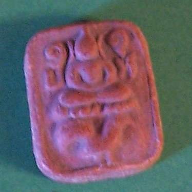Tiny Thai pottery amulet with buddha for assemblages shadow boxes and more