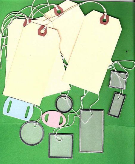 Assorted lot of tags mailing tags vellum tags chipboard slide tags