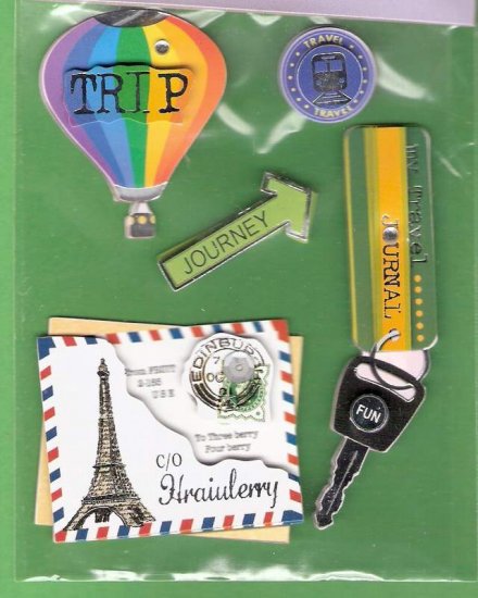 3 dimensional travel stickers balloon keys letters MIP