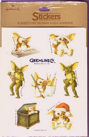 Vintage Hallmark Gremlins movie sticker set with Gizmo mint in package