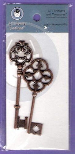 Antique look brass keys fancy design embellishments Lil Davis Designs MOC