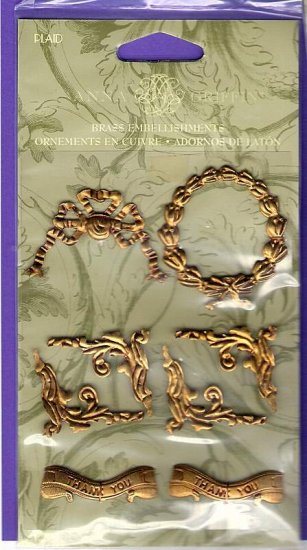Empire style brass stampings for scrapbooks altered art cards Anna Griffin for All Night Media MOC