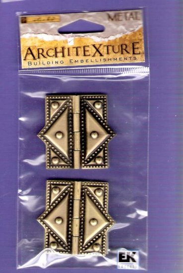 Antique look brass working hinges set of two Architexture embellishments MOC
