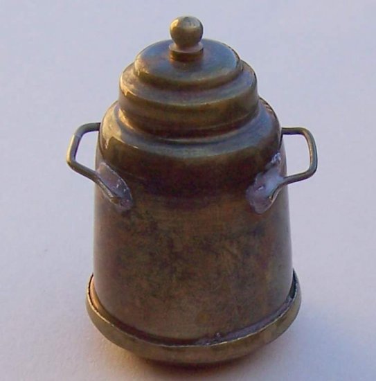 Vintage miniature brass urn kettle for shadowboxes dollhouse