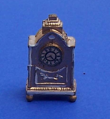 Dollhouse miniature metal Victorian style mantel clock new