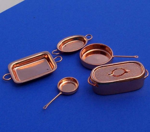 Dollhouse miniatures genuine copper cookware set new