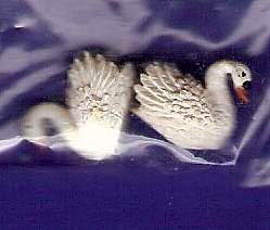 Dollhouse miniatures two tiny swans for the pond or garden