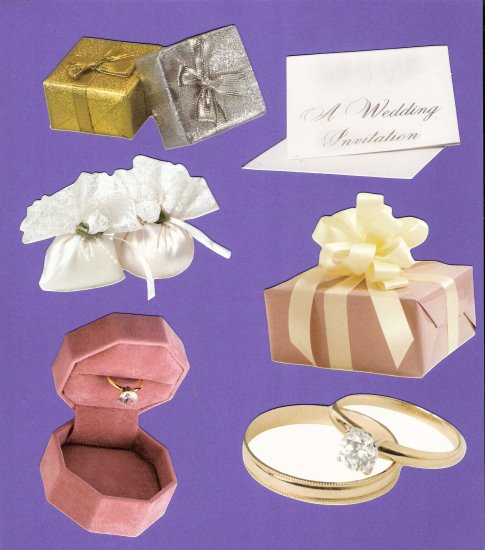 Wedding theme diecuts invitation ring rice bags gifts rings